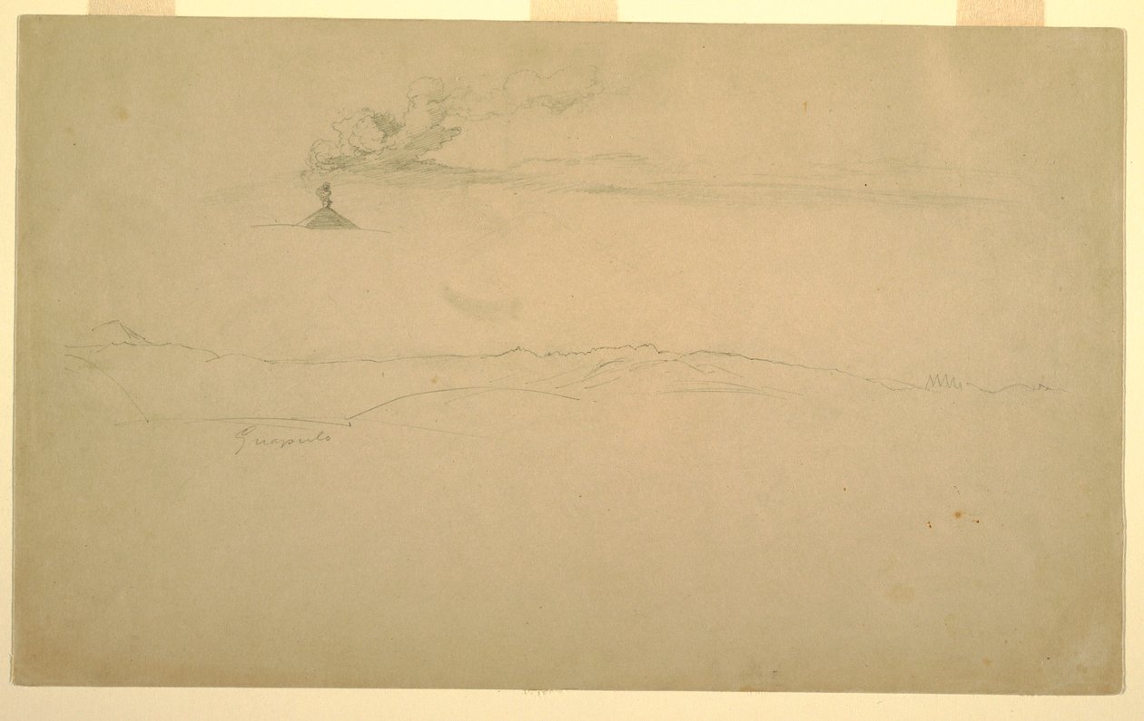 Tekening, Cotopaxi vanuit Guapulo, Ecuador, 24 juni 1857 door Frederic Edwin Church
