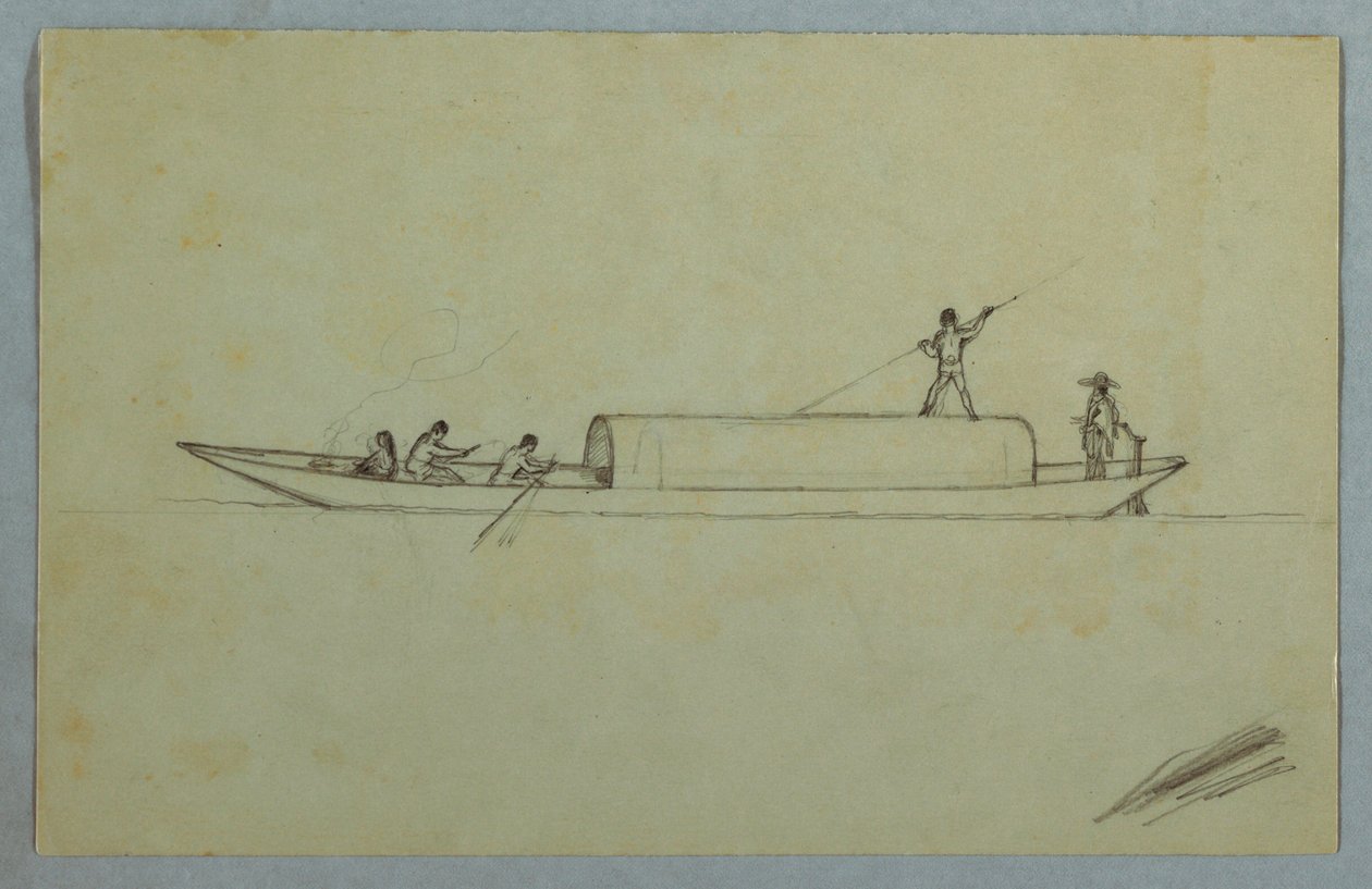 Tekening, Overdekte kano, waarschijnlijk Zuid-Amerikaans, 1853 of 1857 door Frederic Edwin Church