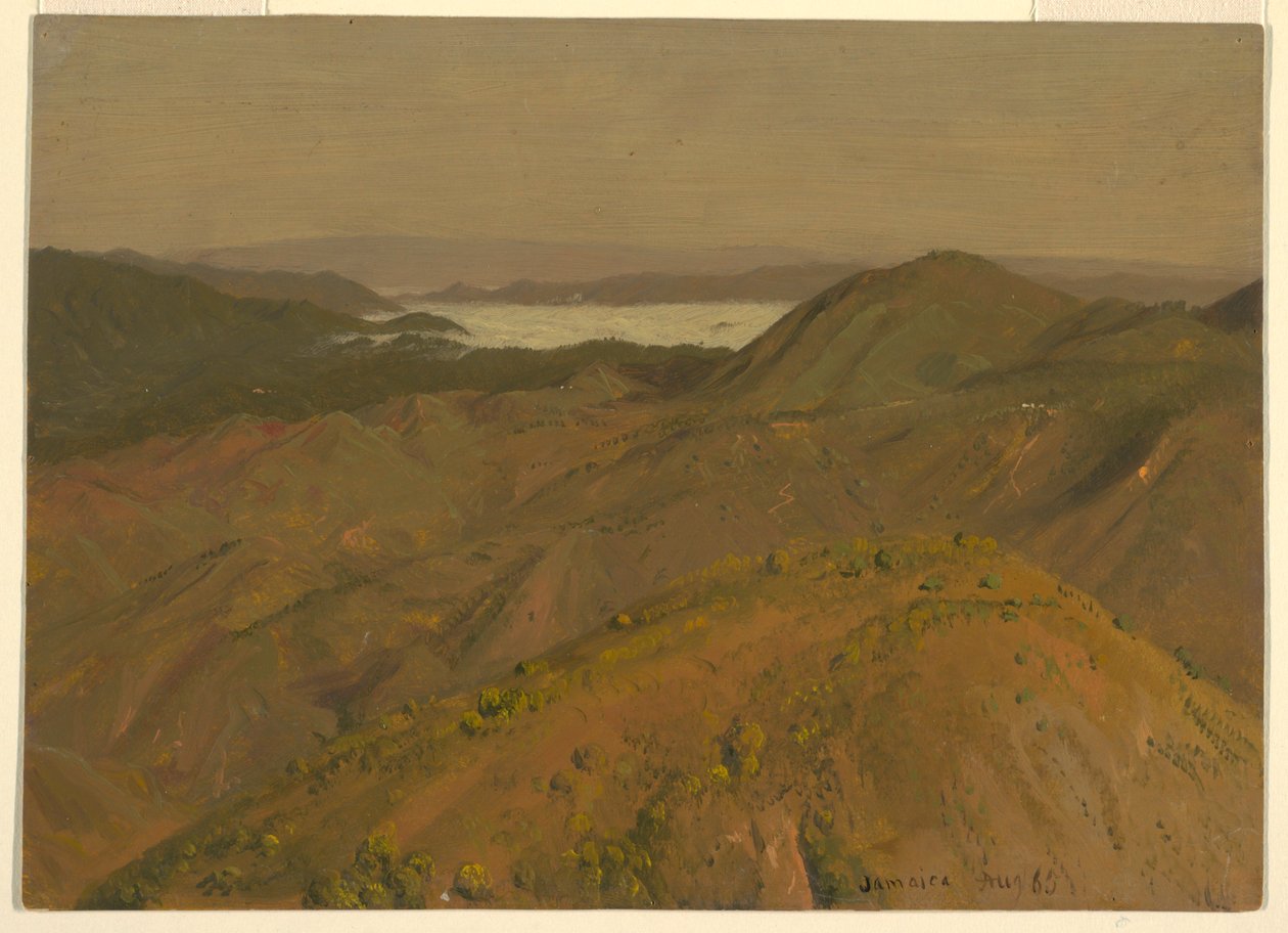 Tekening, Ver uitzicht over heuveltoppen, augustus 1865 door Frederic Edwin Church