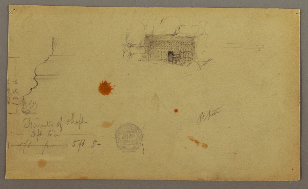 Tekening, Koepelhuis, Huis met trap, februari, mogelijk 1868 door Frederic Edwin Church