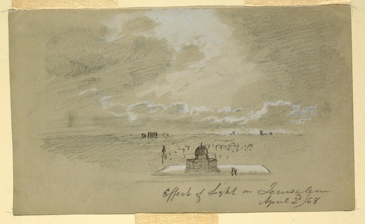 Tekening, Effect van licht op Jeruzalem, 2 april 1868 door Frederic Edwin Church