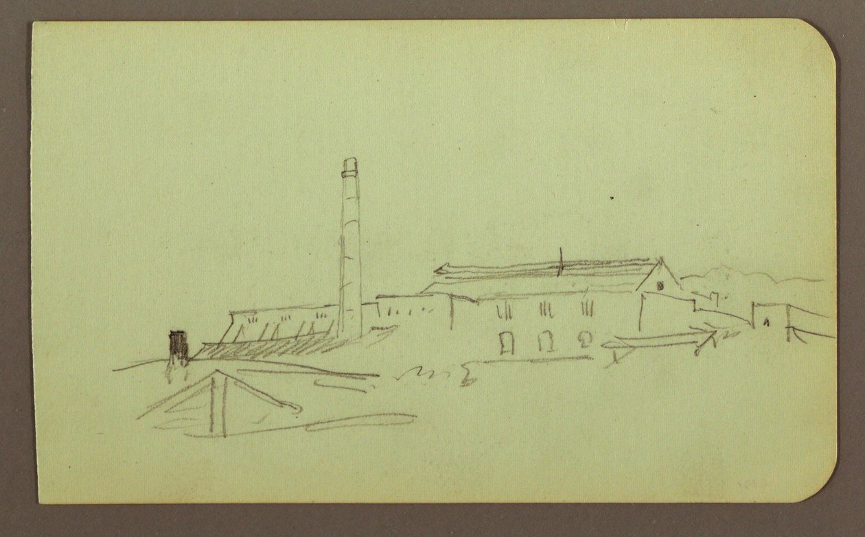 Tekening, Fabriek; Verso: Figuren, 1883 door Frederic Edwin Church