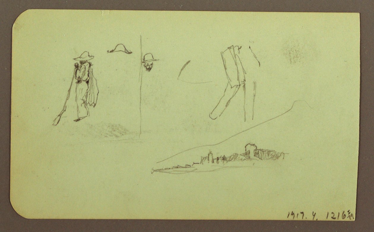 Tekening, Fabriek; Verso: Figuren, 1883 door Frederic Edwin Church