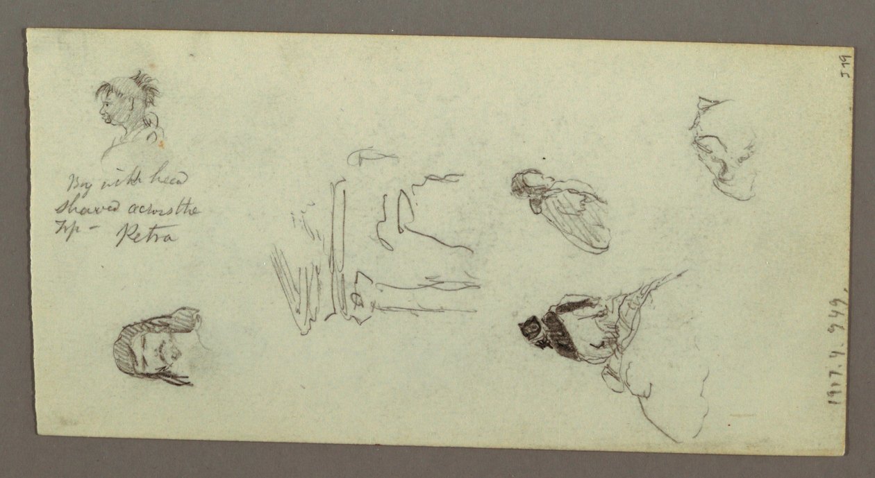Tekening, Figuurstudies, Rand, mogelijk 1868 door Frederic Edwin Church