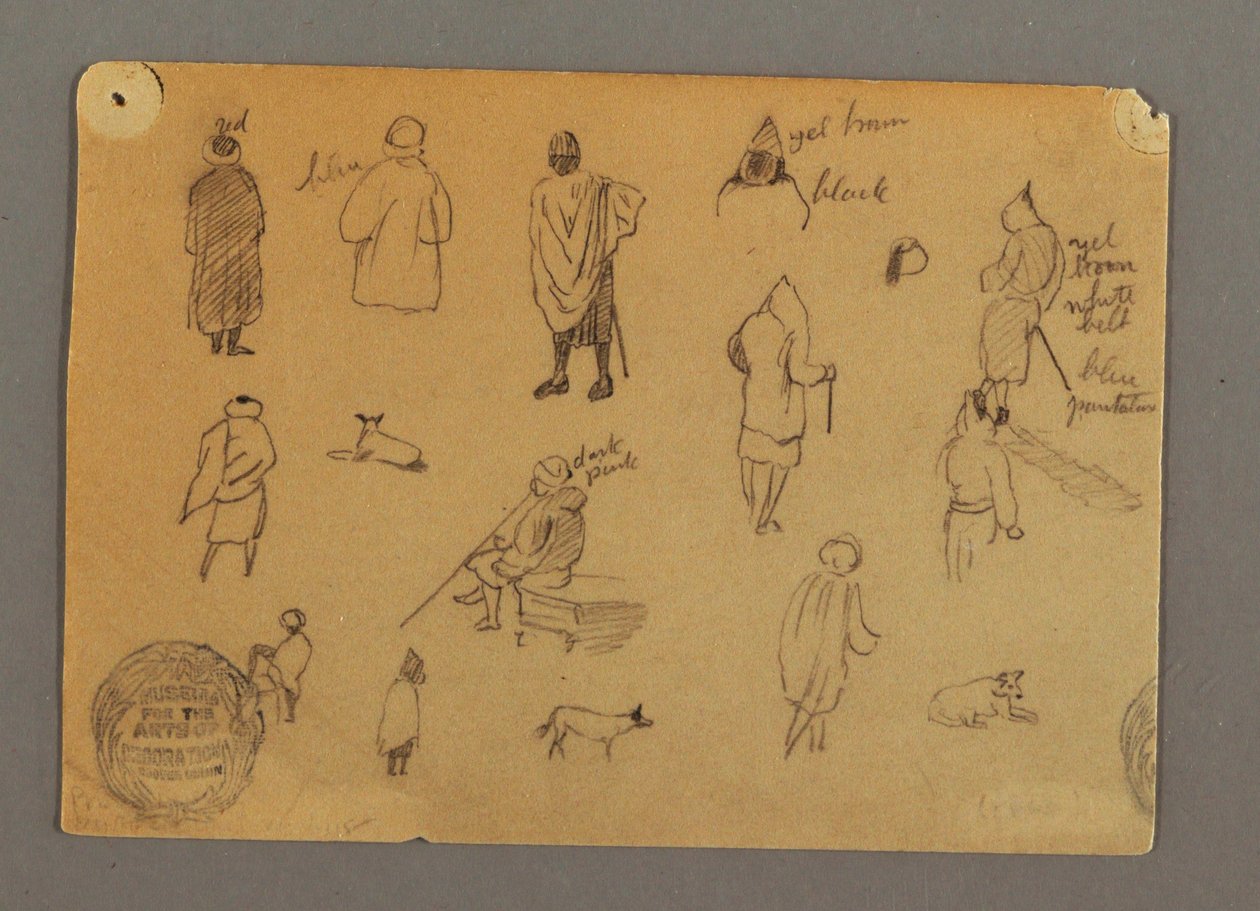 Tekening, Figuurstudies met honden, Egypte, 1868 door Frederic Edwin Church