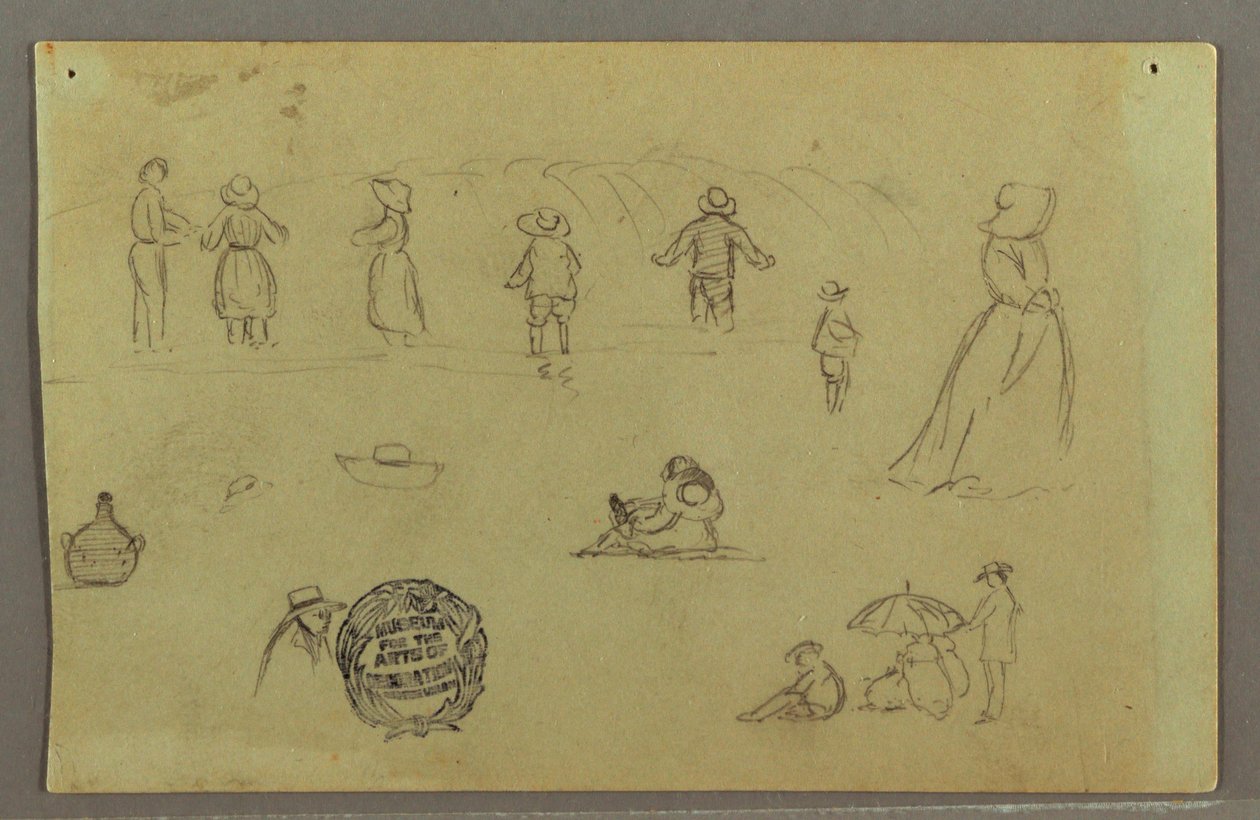 Tekening, Figuurstudies door de branding, mogelijk 1857-58 door Frederic Edwin Church