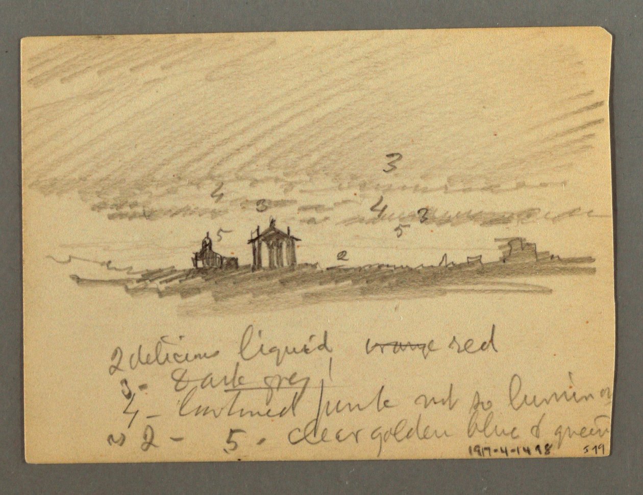 Tekening, Vestingwerk van kliftoppen, Sion, Rhônedal, mogelijk 1868 door Frederic Edwin Church