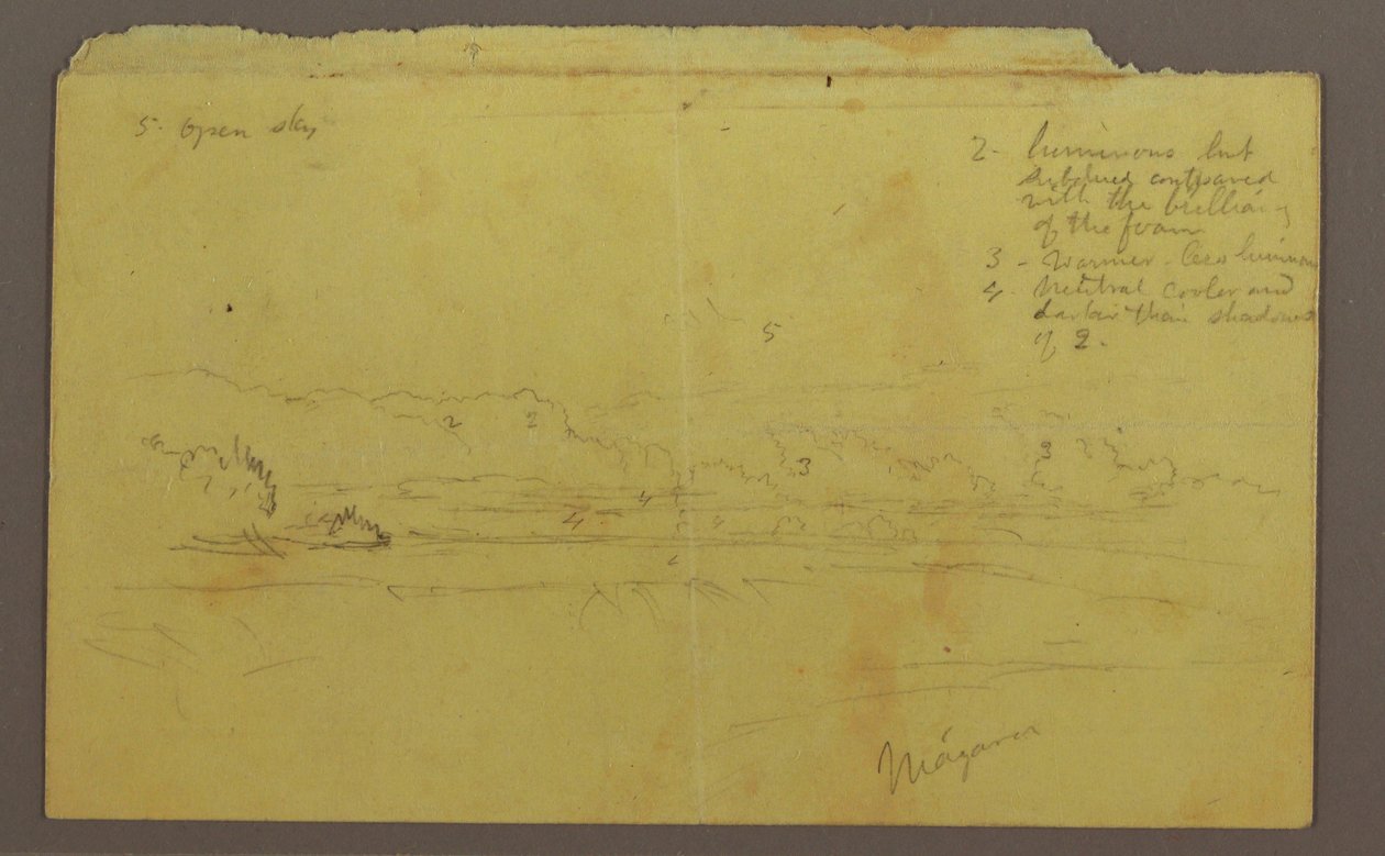 Tekening, Goat Island en Canadese watervallen, mogelijk 1856 door Frederic Edwin Church