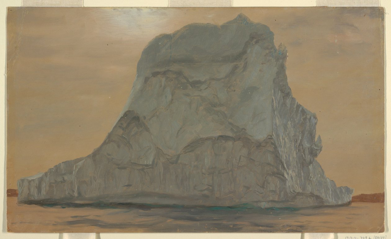 Tekening, grijze ijsberg, juni of juli 1865 door Frederic Edwin Church