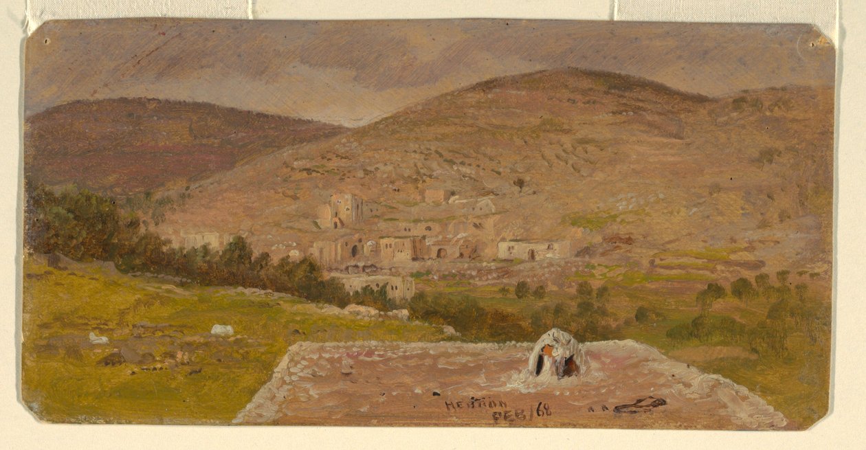 Tekening, Hebron, algemeen beeld, februari 1868 door Frederic Edwin Church