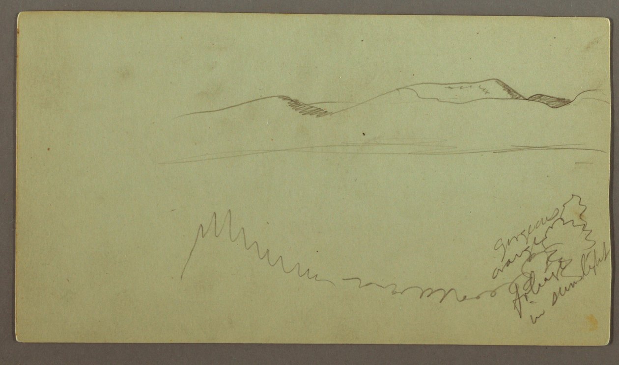 Tekening, Heuvelrug over een vlakte, mogelijk 1868 door Frederic Edwin Church