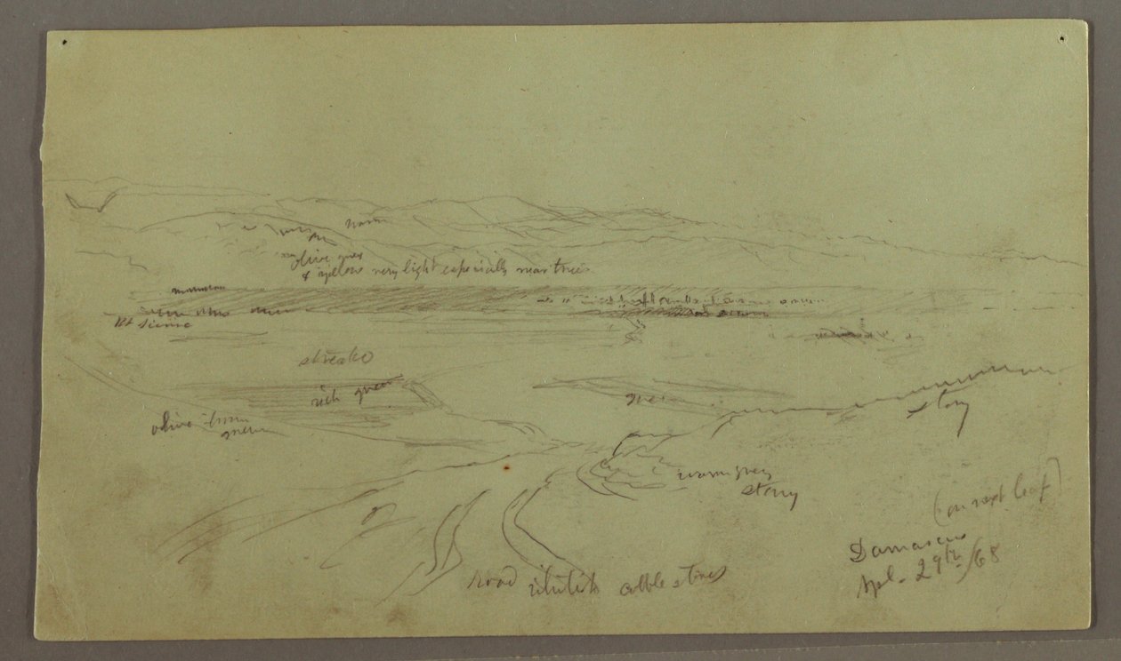 Tekening, Heuvels en Vlaktes, 29 april 1868 door Frederic Edwin Church