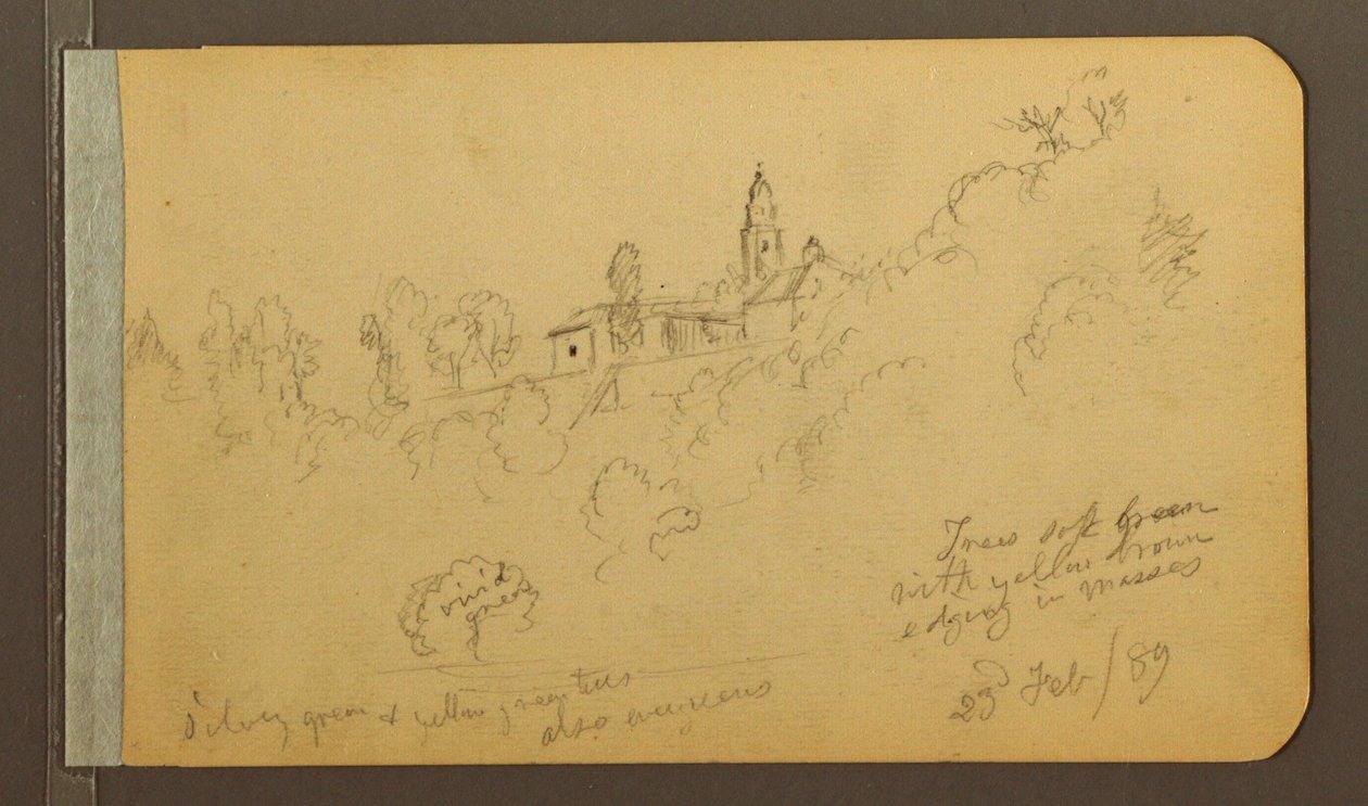 Tekening, Huizen, Trap, 23 februari 1889 door Frederic Edwin Church