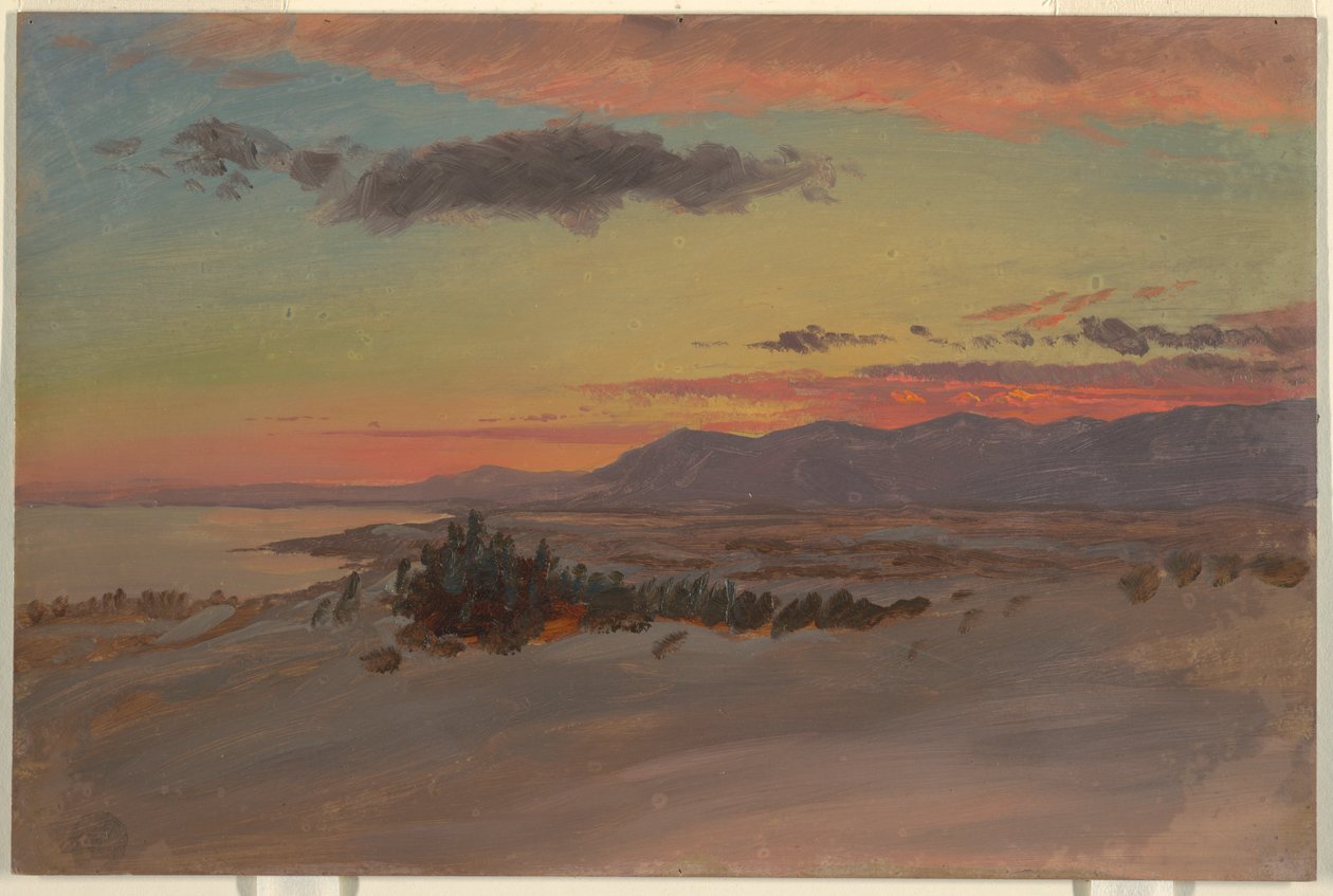 Tekening, Hudson Valley in de winter, kijkend naar het zuidwesten vanaf Olana, 1870-1880 door Frederic Edwin Church