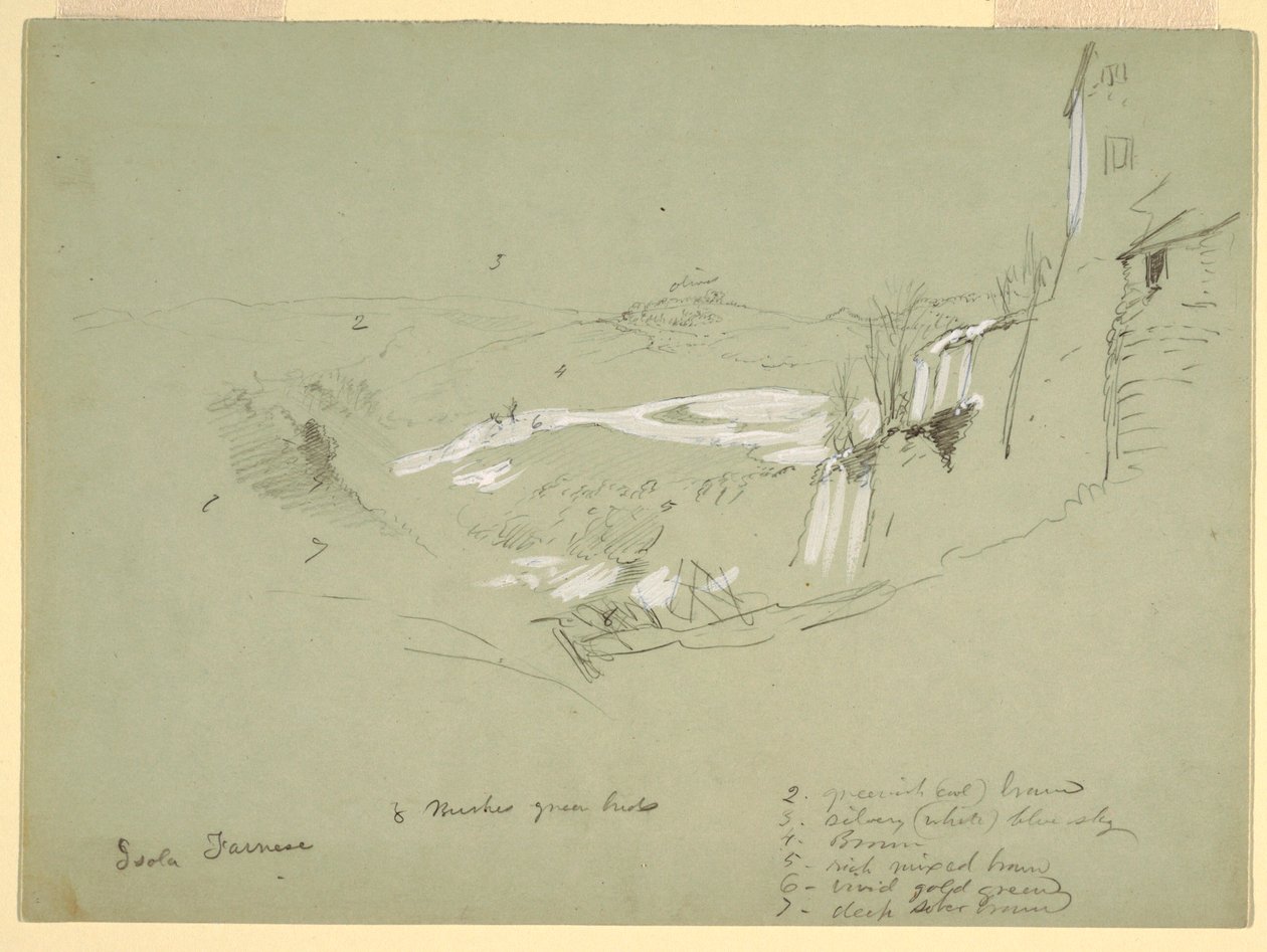 Tekening, Isola Farnese in de Romeinse Campagna, Italië, mei 1869 door Frederic Edwin Church