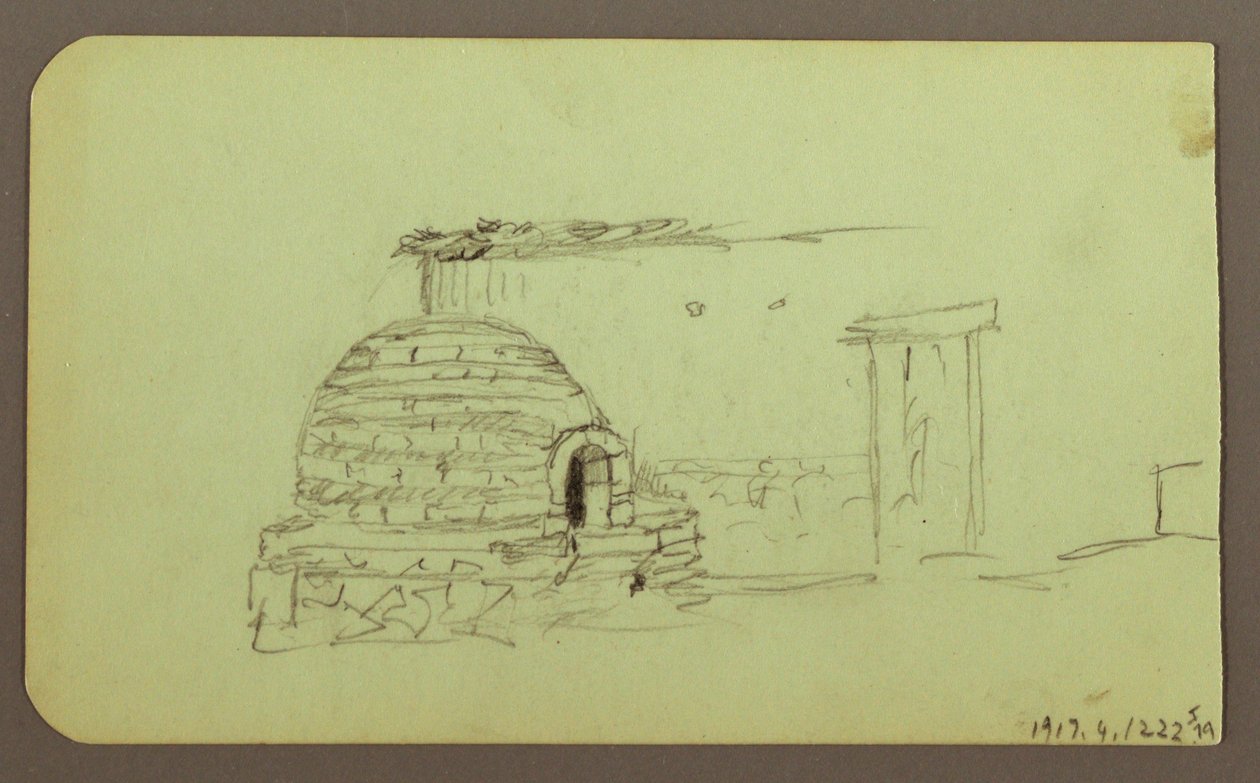 Tekening, Itaccihuatl-pieken; Verso: Bakoven, 1883 door Frederic Edwin Church