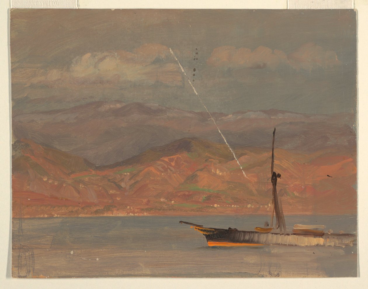 Tekening, Italiaanse kust, voor de Straat van Messina, juli 1868 door Frederic Edwin Church