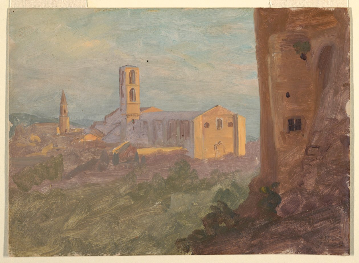 Tekening, Italiaanse of Zwitserse stad, 1868 door Frederic Edwin Church