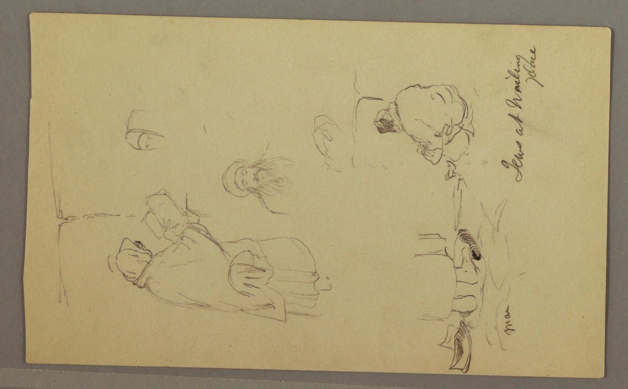 Tekening, Joden bij de Klaagmuur, Jeruzalem, april 1868 door Frederic Edwin Church