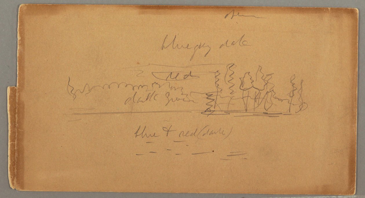 Tekening, Meer en oever, mogelijk 1876 door Frederic Edwin Church