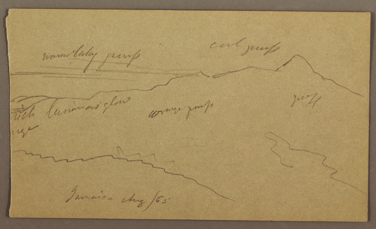 Tekening, Landschap, augustus 1865 door Frederic Edwin Church