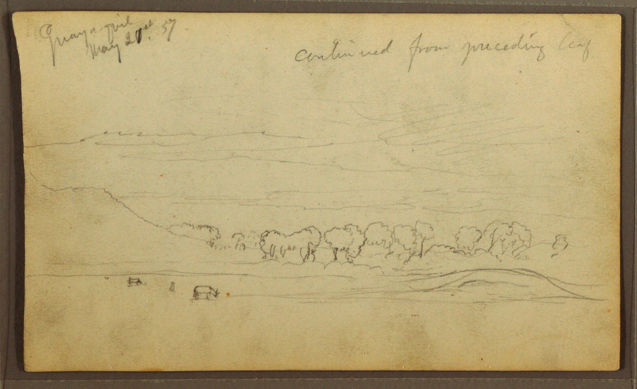 Tekening, Landschap, Guayaquil, Ecuador, 21 mei 1857 door Frederic Edwin Church