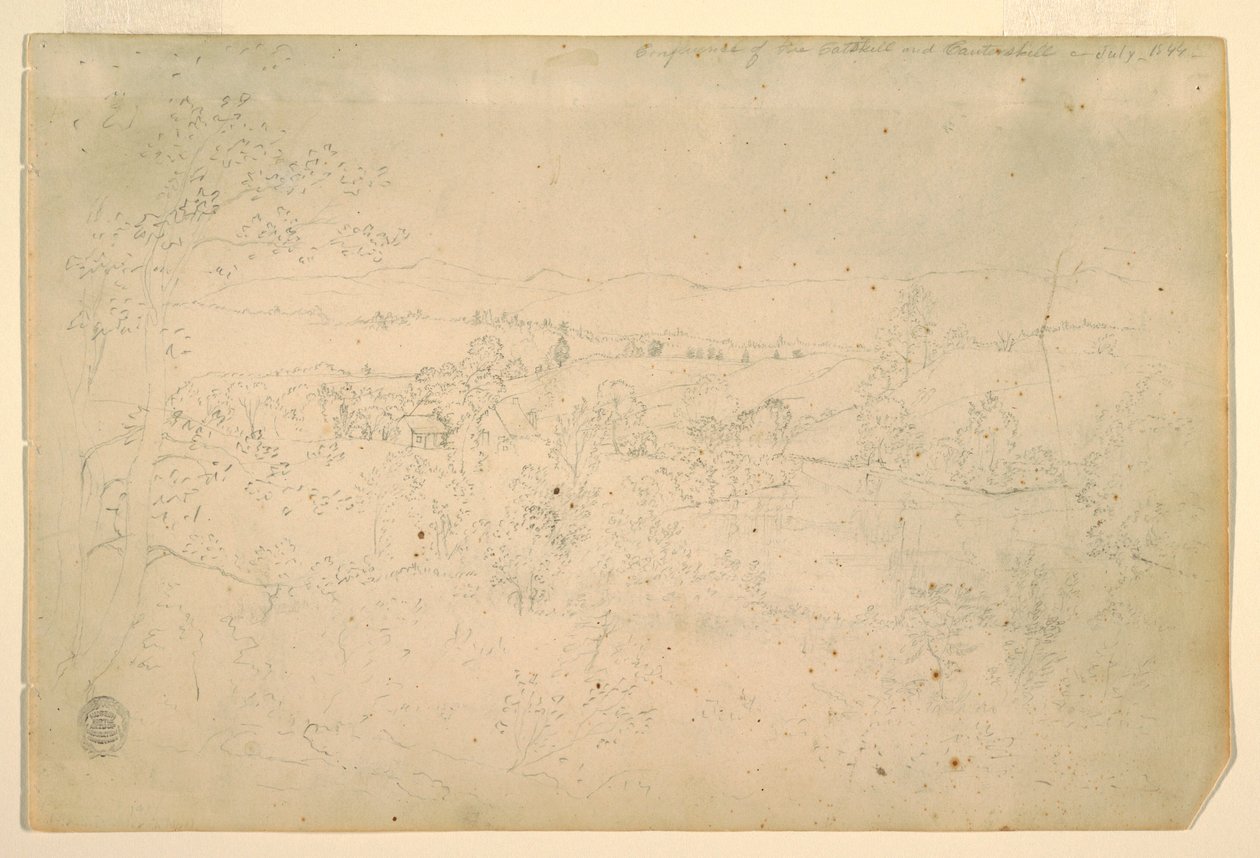 Tekening, Landschap, juli 1844 door Frederic Edwin Church