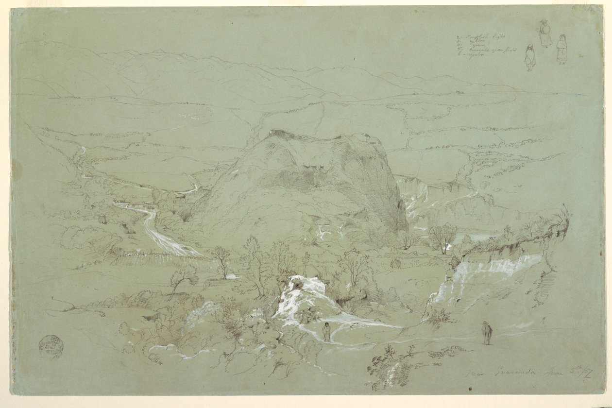 Tekening, Landschap bij Guaranda, Ecuador, 5 juni 1857 door Frederic Edwin Church