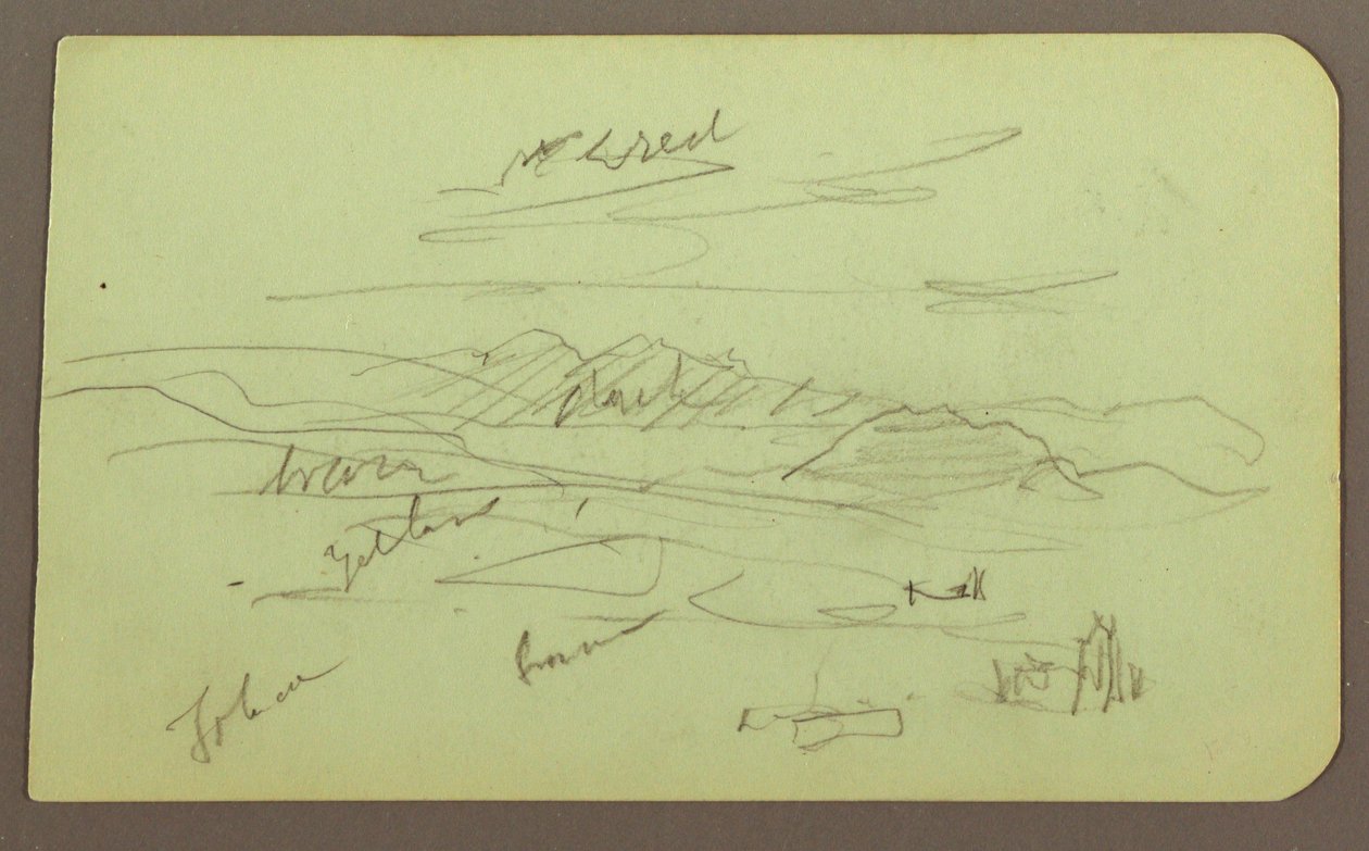 Tekening, Landschap, Toluca; Verso: Berg, Kerk, 1883 door Frederic Edwin Church