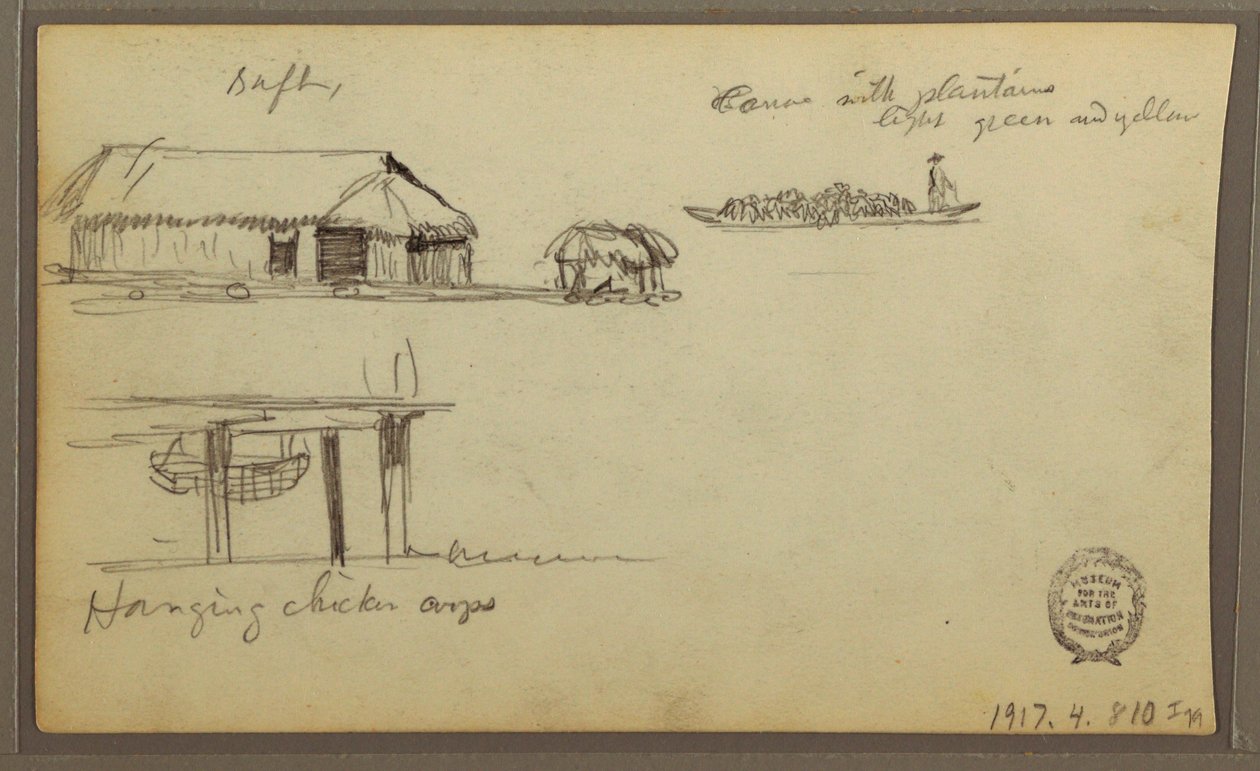 Tekening, Landschap; Verso: Huizen, Kano, 1857 door Frederic Edwin Church