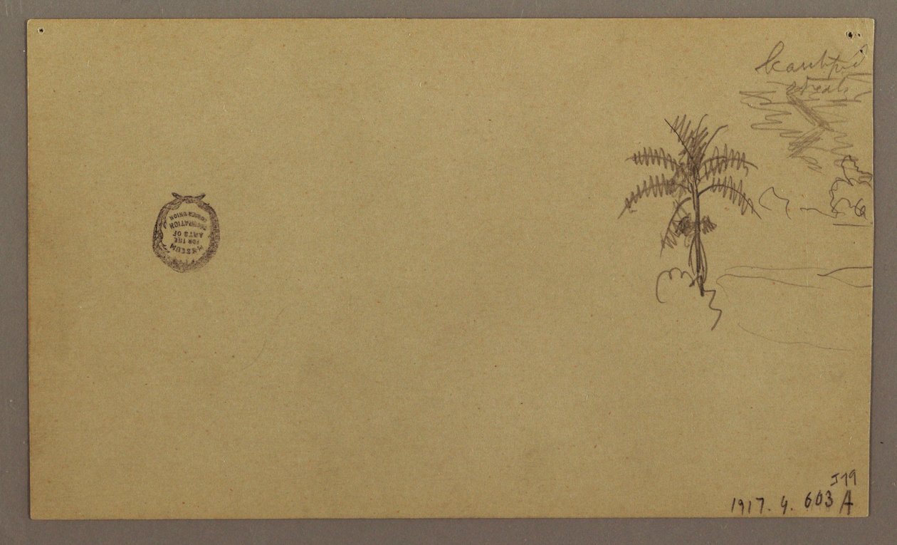 Tekening, Landschap; Verso: Boom in landschap, Lucht, mei-augustus 1865 door Frederic Edwin Church