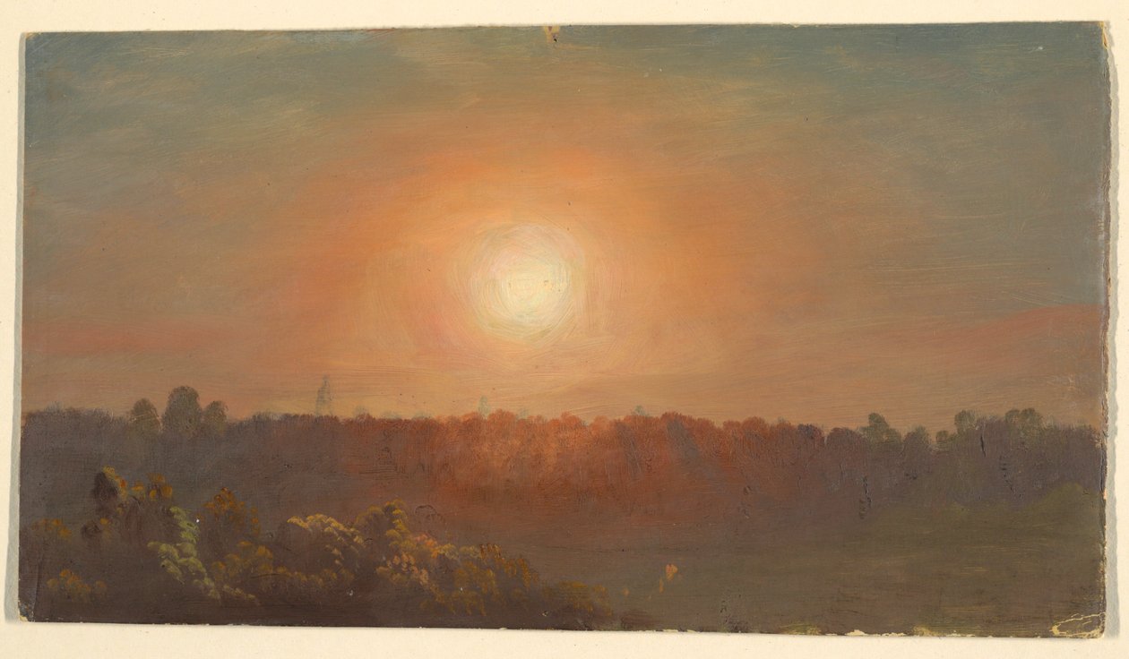 Tekening, Landschap bij zonsondergang, 1860-70 door Frederic Edwin Church