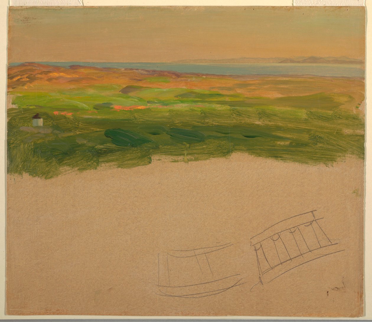 Tekening, Landschap, bij Syrië of Griekenland, 1868-69 door Frederic Edwin Church