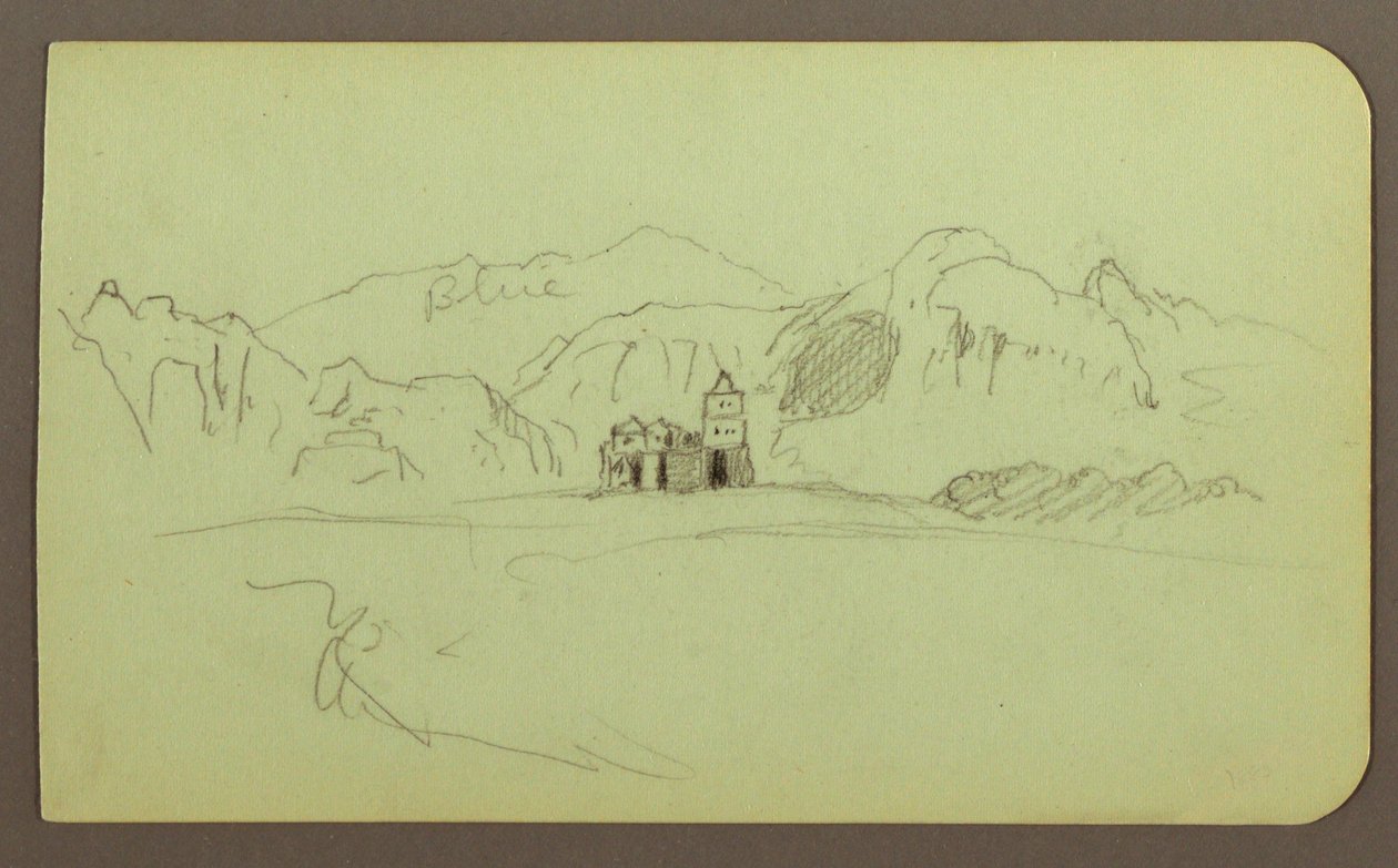 Tekening, Landschap met kerk; Verso: Landschap, 1883 door Frederic Edwin Church