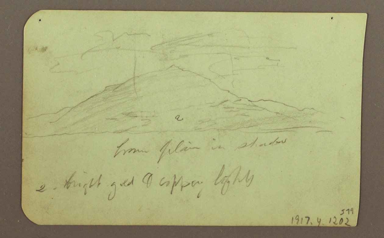Tekening, Landschap met wolken; Verso: Berg, 1883 door Frederic Edwin Church