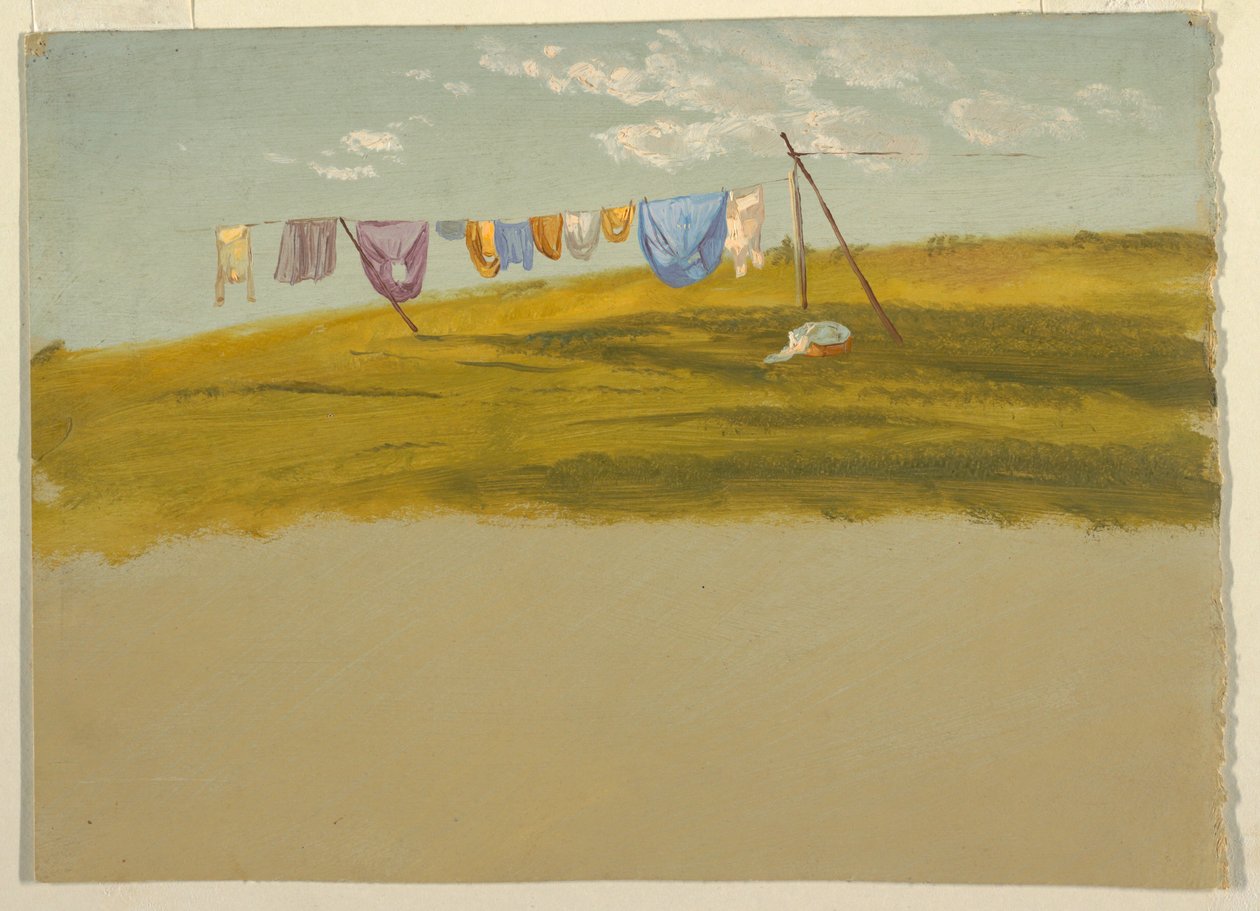 Tekening, wasgoed te drogen gehangen, ca. 1865-75 door Frederic Edwin Church