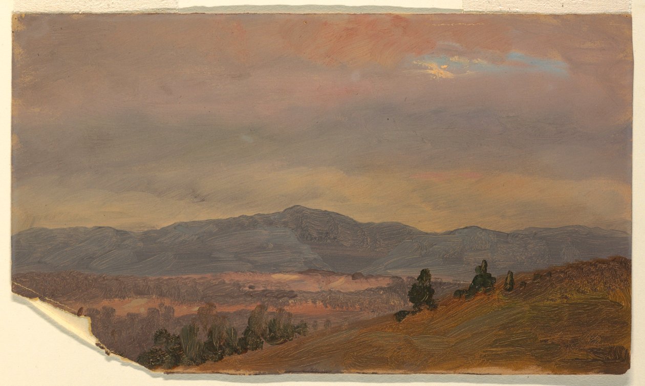 Tekening, Kijkend naar verre heuvels, Hudson Valley, New York, 1870-80 door Frederic Edwin Church