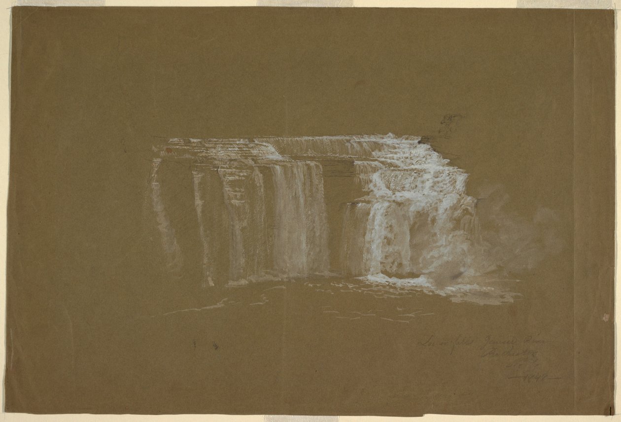 Tekening, Lower Falls, Genesee River, Rochester, New York, 1848 door Frederic Edwin Church