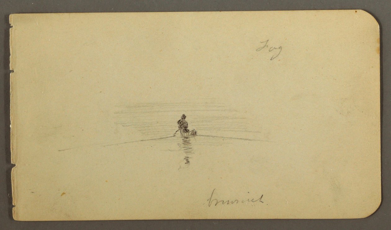 Tekening, Man in kano, mogelijk 1878 door Frederic Edwin Church