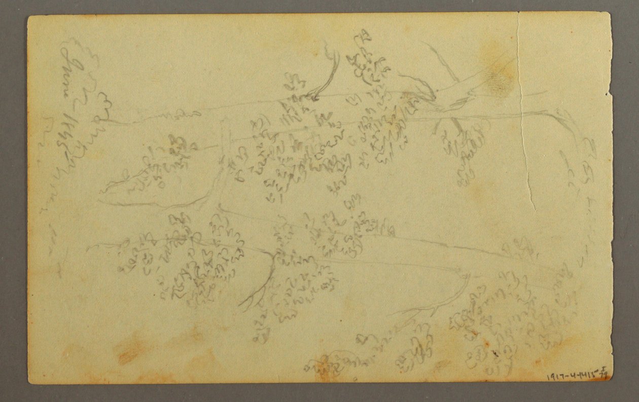 Tekening, Molen omringd door bomen, 1845 door Frederic Edwin Church