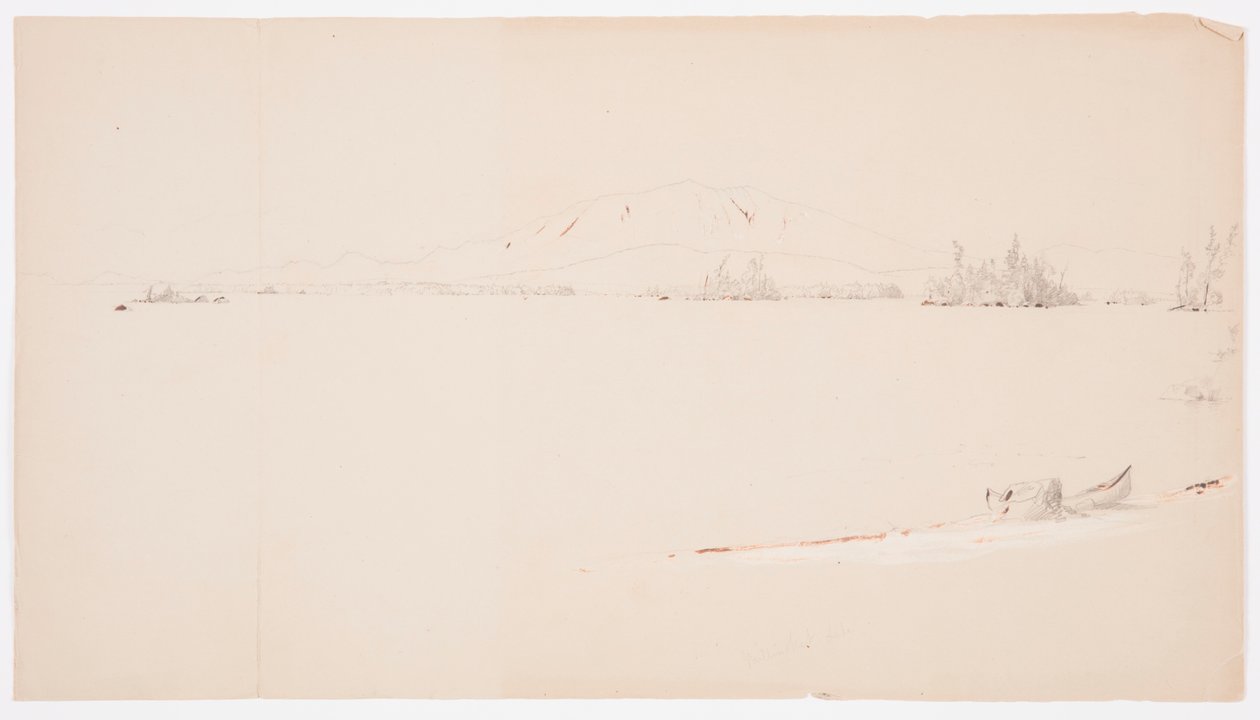 Tekening, Millinocket Lake, Maine, september 1878 door Frederic Edwin Church