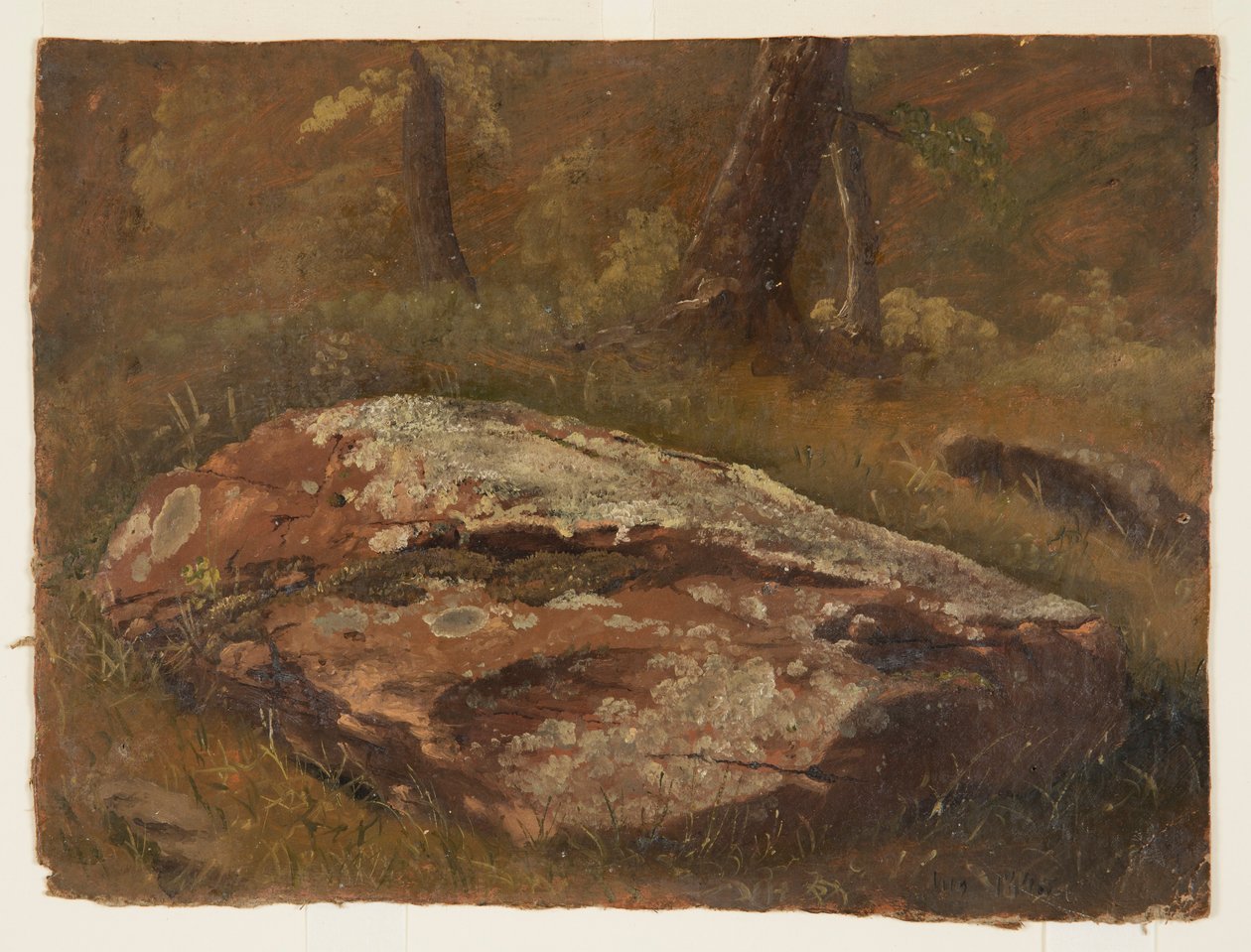Tekening, Mossy Rock, augustus 1845 door Frederic Edwin Church