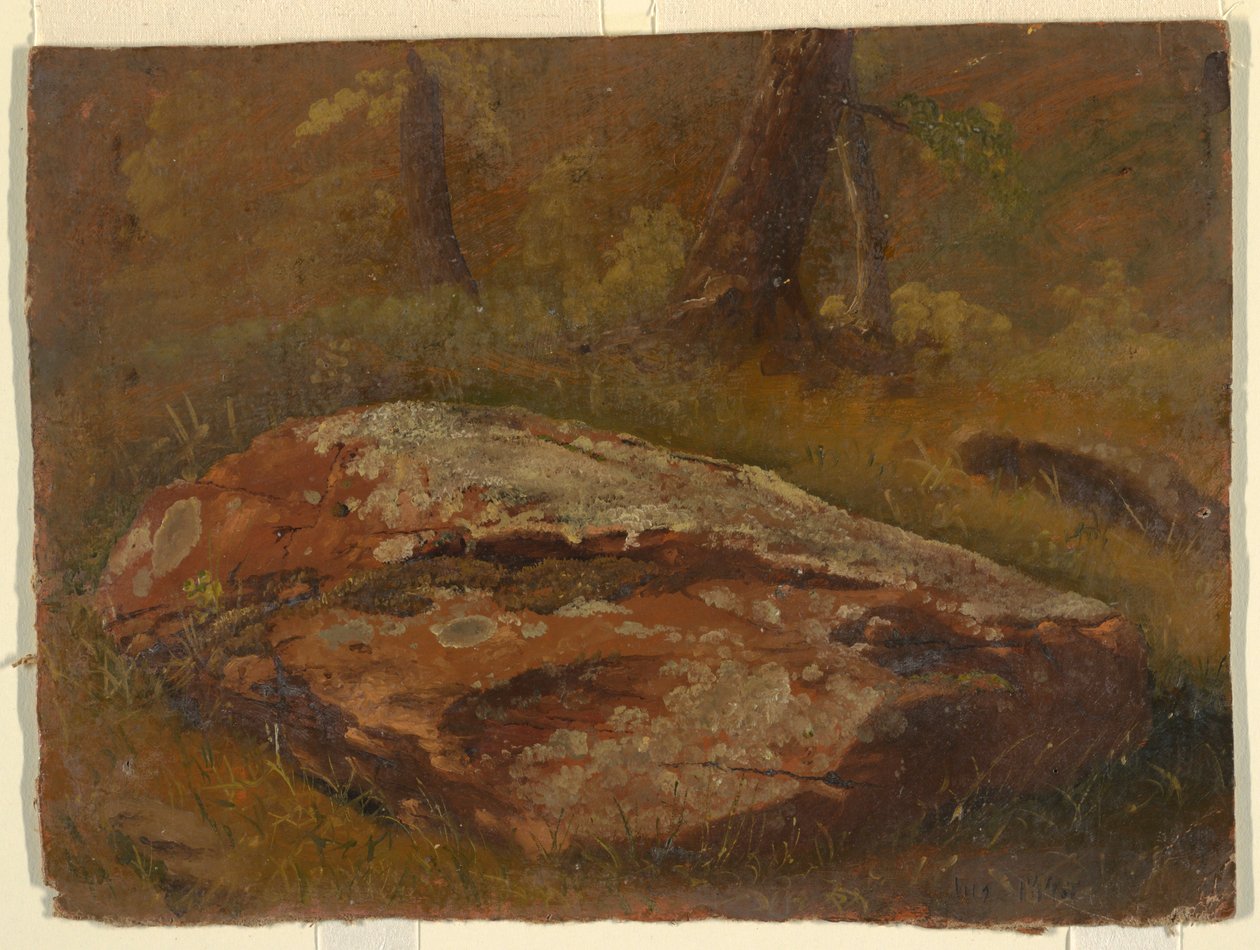 Tekening, Mossy Rock, augustus 1845 door Frederic Edwin Church