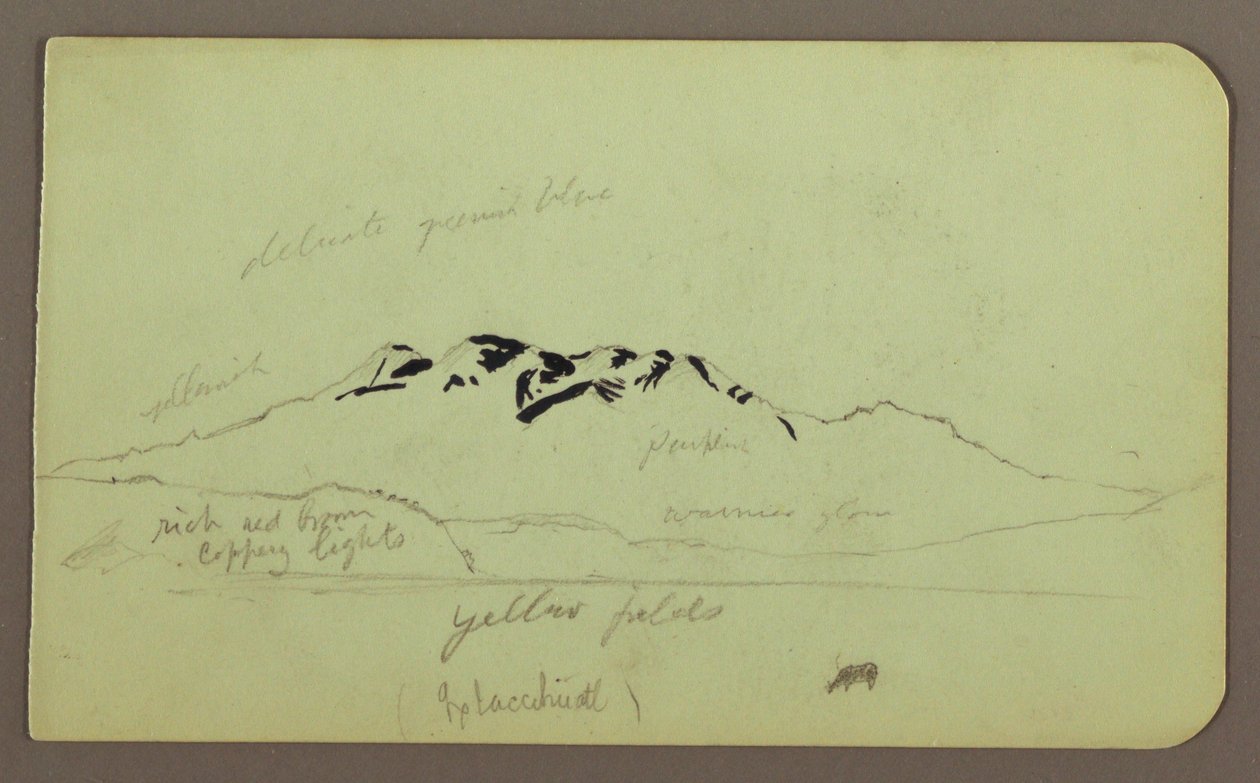Tekening, Berglandschap, "De Itaccihuatl"; Verso: Bergtoppen, 1883 door Frederic Edwin Church