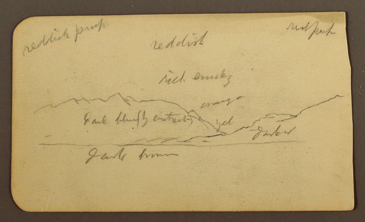 Tekening, Berglandschap; Verso: Opschriften, 1885 door Frederic Edwin Church
