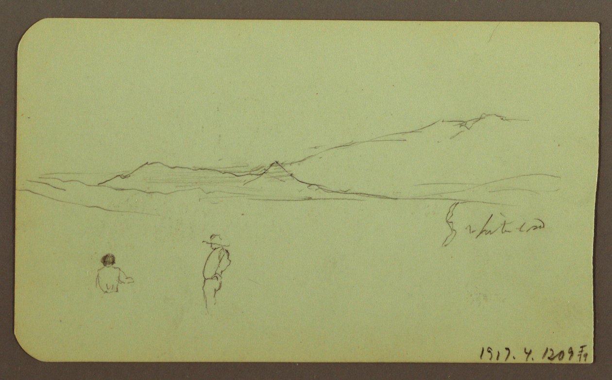 Tekening, Berglandschap; Verso: Berglandschap, Figuur, 1883 door Frederic Edwin Church