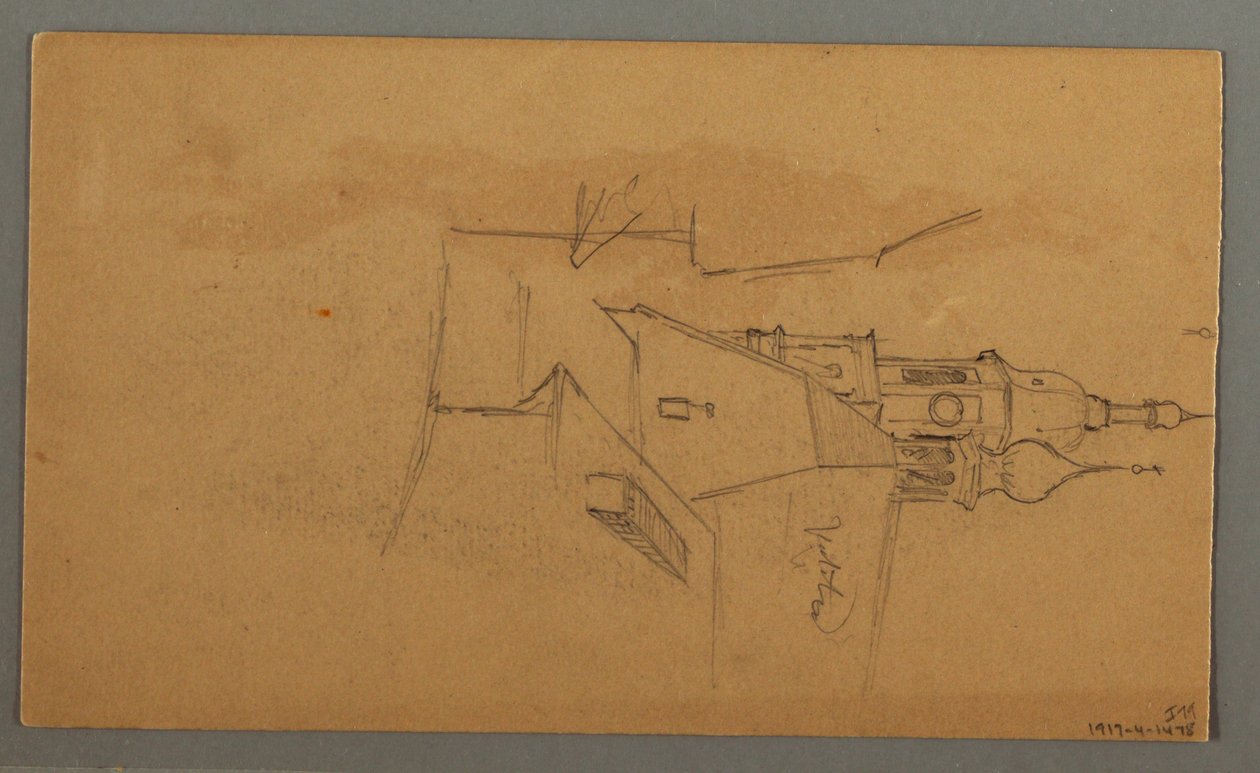 Tekening, Bergtop, vegetatie bij plas, 1868 door Frederic Edwin Church