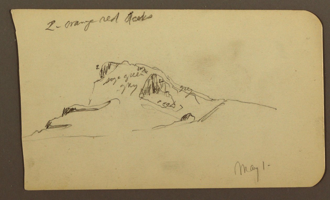 Tekening, Mountain Peak; Verso: Rugged Range, 1 mei 1885 door Frederic Edwin Church