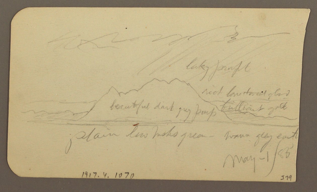 Tekening, Mountain Peak; Verso: Rugged Range, 1 mei 1885 door Frederic Edwin Church