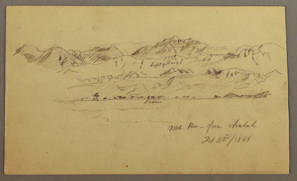 Tekening, Bergtoppen, 22 februari 1868 door Frederic Edwin Church